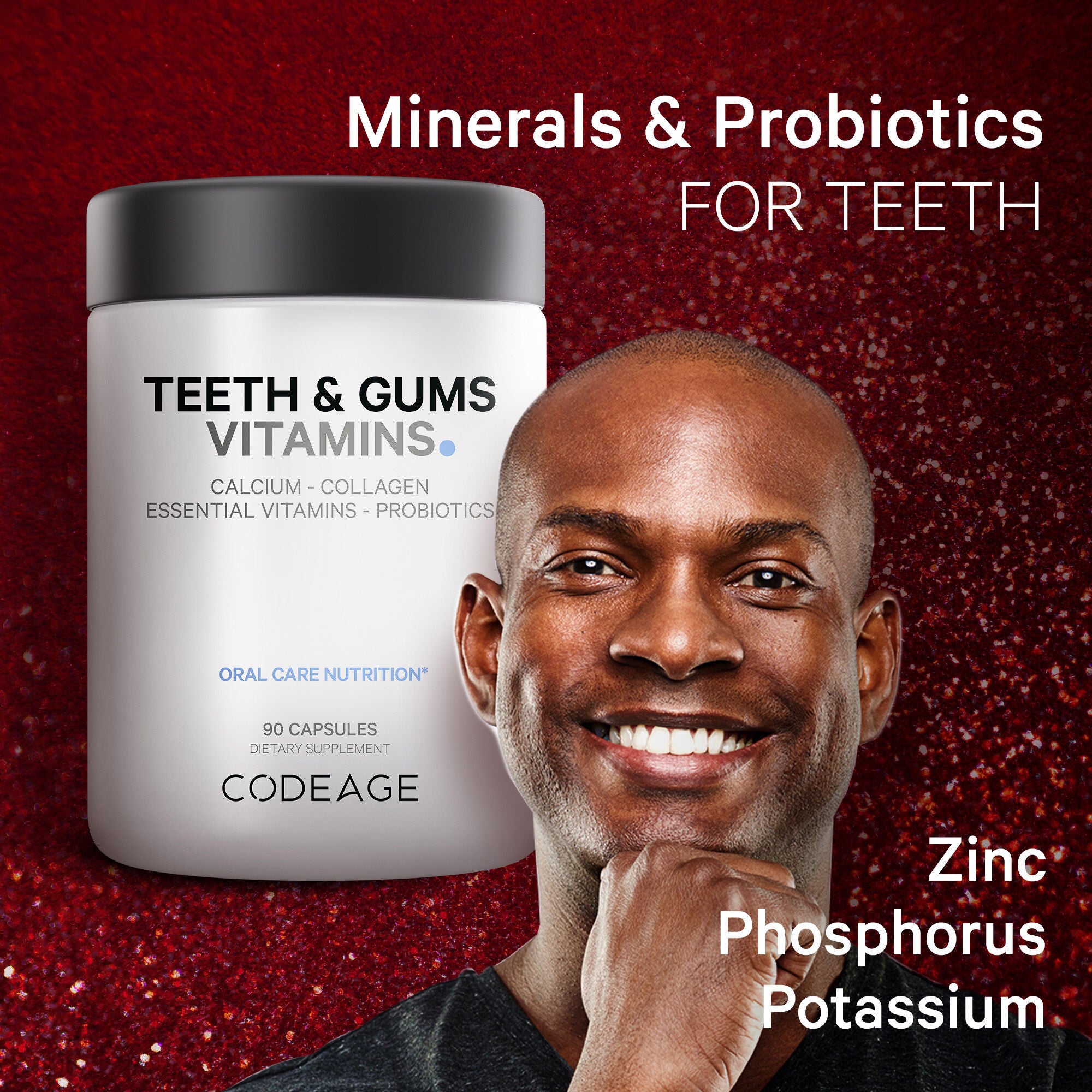 Teeth & Gums Vitamins - Daily Multivitamins & Minerals + Collagen - 90 Capsules (90 Servings)